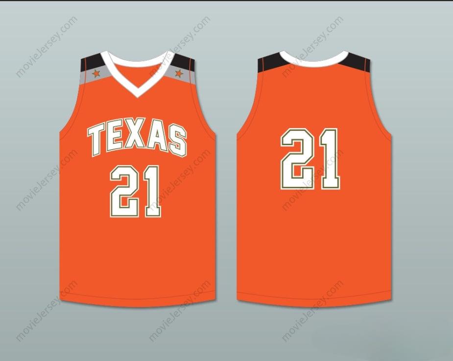 PERSONALIZA CUALQUIER Nombre Número JUGADOR 21 TEXAS D1 AMBASSADORS CAMISETA DE BALONCESTO NARANJA 1 Confección Superior S-6XL