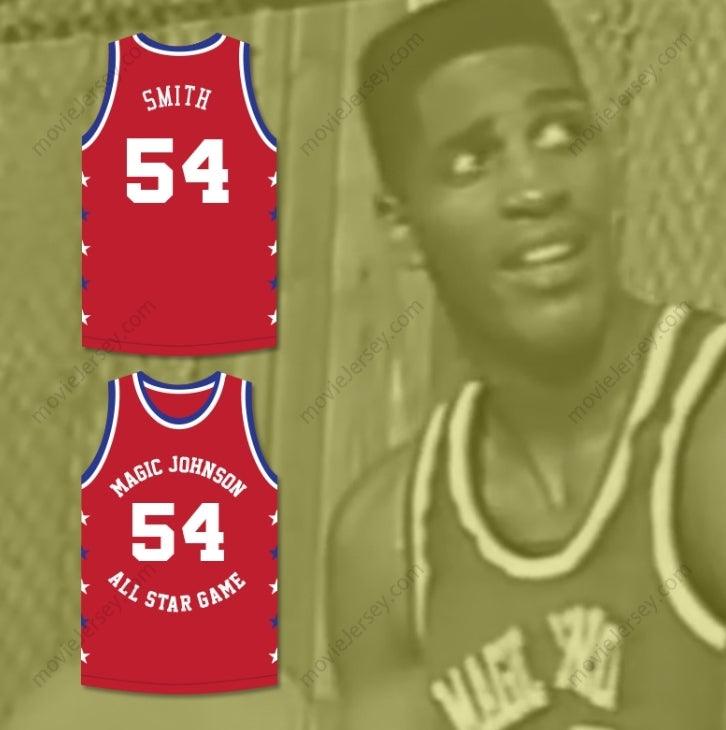 PERSONALIZADO Cualquier Nombre Número CHARLES SMITH 54 MAGIC JOHNSON ALL STAR GAME JERSEY DE BALONCESTO ROJO 1990 MIDSUMMER NIGHT'S MAGIC EVENTO BENÉFICO Costura Superior S-6XL