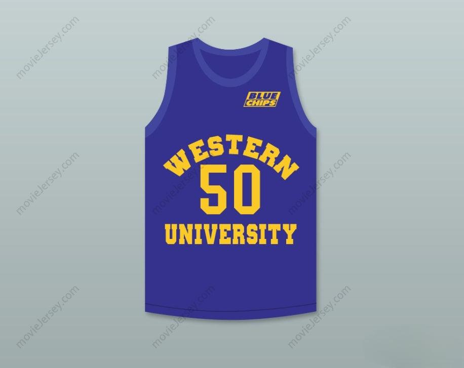 PERSONALIZA cualquier nombre y número SHAQ NEON BOUDEAUX 50 CAMISETA DE BALONCESTO AZUL CON PARCHE AZUL DE PAPAS FRITAS Costura superior S-6XL