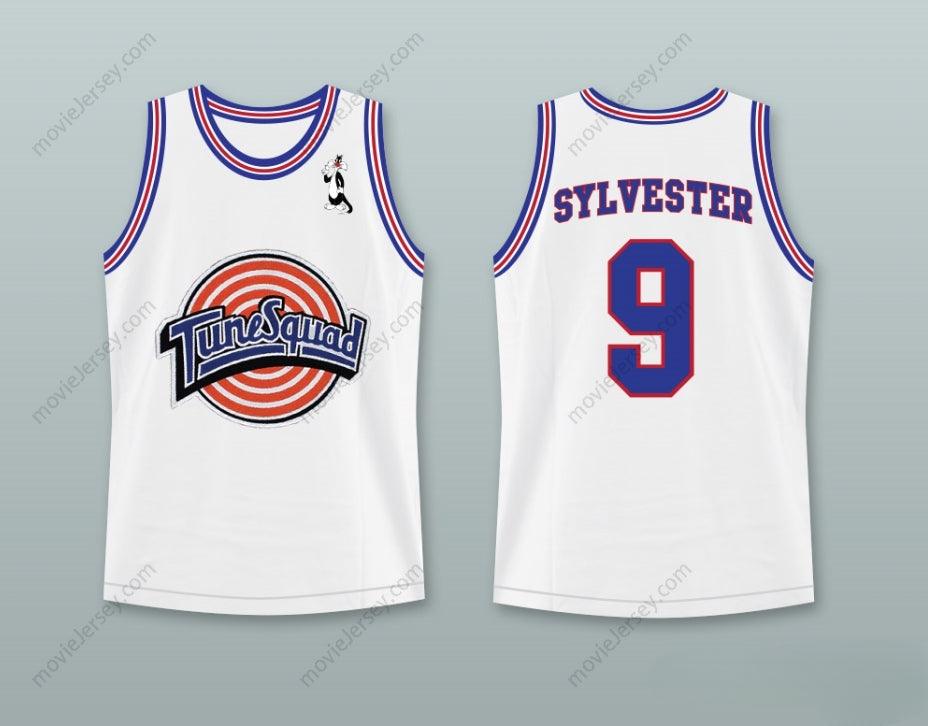 CUSTOM ANY Name Number SPACE JAM SYLVESTER THE CAT 9 TUNE SQUAD BASKETBALL JERSEY WITH SYLVESTER THE CAT PATCH2 Top Stitched S-6XL