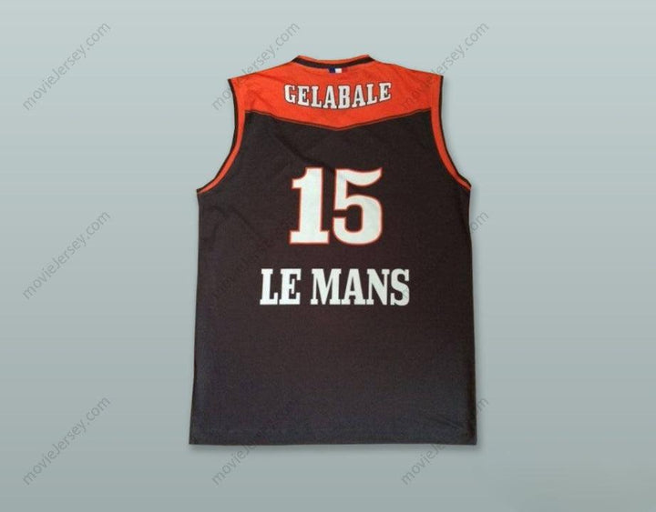 PERSONALIZA Cualquier Nombre Número MICKAEL GELABALE 15 FRANCIA CAMISETA DE BALONCESTO NEGRA Cosida S-6XL