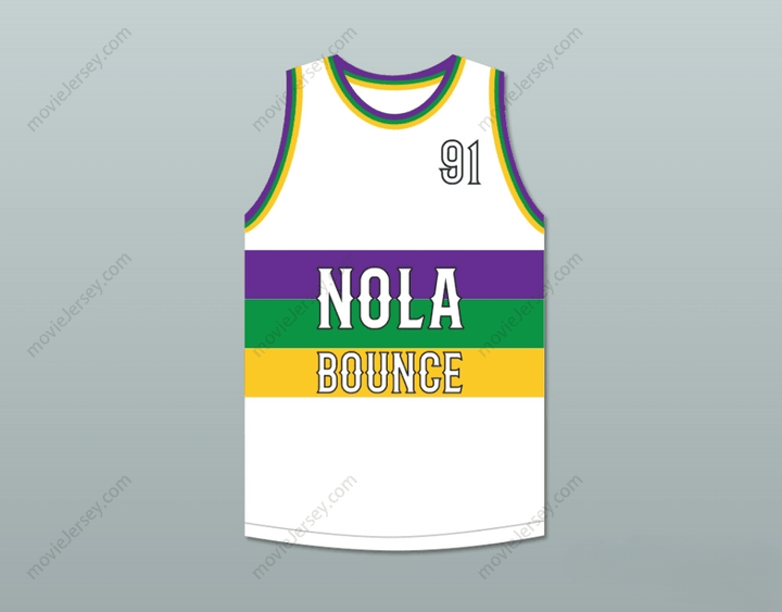 CUSTOM ANY Name Number DJ JUBILEE 91 NOLA BOUNCE WHITE BASKETBALL JERSEY Top Stitched S-6XL