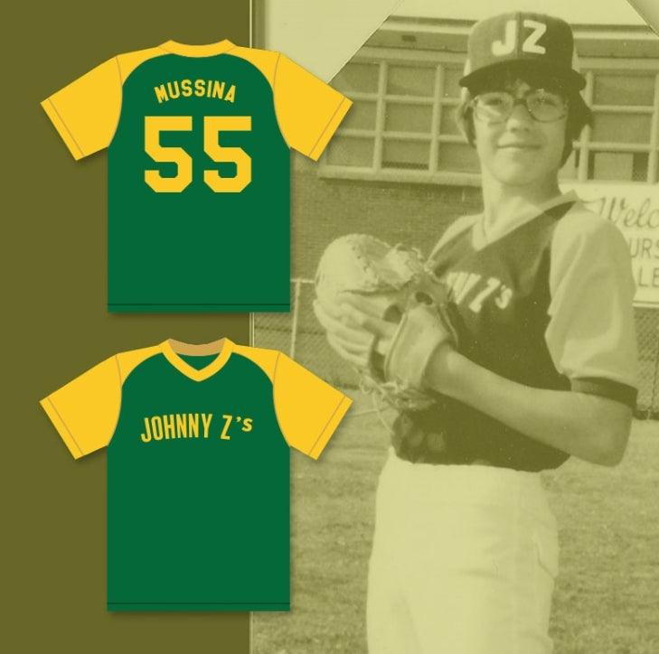 Camiseta de béisbol verde de ligas menores de JOHNNY Z'S, personalizada con cualquier nombre y número, MIKE MUSSINA 55, con 2 costuras dobles, tallas S-6XL
