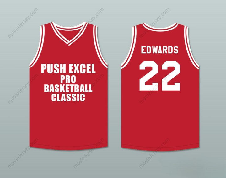 PERSONALIZA Cualquier Nombre Número KEVIN EDWARDS 22 PUSH EXCEL PRO BALONCESTO CLÁSICO CAMISETA ROJA DE BALONCESTO 1988 EVENTO BENÉFICO Costura Superior S-6XL
