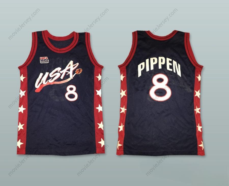PERSONALIZA CUALQUIER Nombre Número SCOTTIE PIPPEN 8 CAMISETA DE BALONCESTO DE EE. UU. INCLUYE PARCHE DE EE. UU. Doble Costura S-6XL
