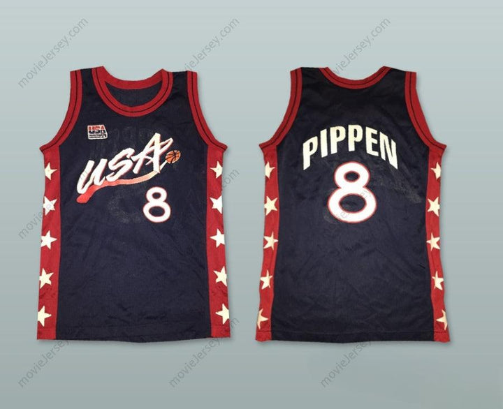 PERSONALIZA CUALQUIER Nombre Número SCOTTIE PIPPEN 8 CAMISETA DE BALONCESTO DE EE. UU. INCLUYE PARCHE DE EE. UU. Doble Costura S-6XL