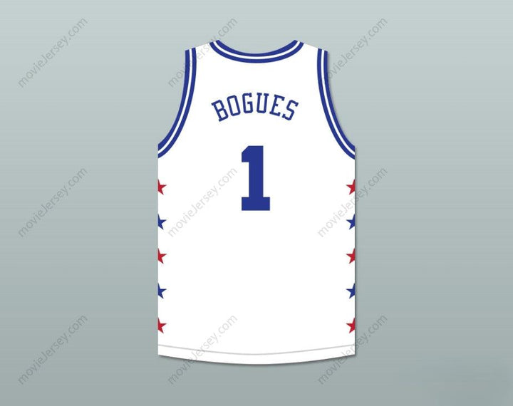 PERSONALIZADA CUALQUIER Nombre Número MUGGSY BOGUES 1 MAGIC JOHNSON CAMISETA DE BALONCESTO BLANCA ALL STAR GAME 1988 EVENTO BENÉFICO MIDSUMMER NIGHT'S MAGIC Parte superior cosida S-6XL