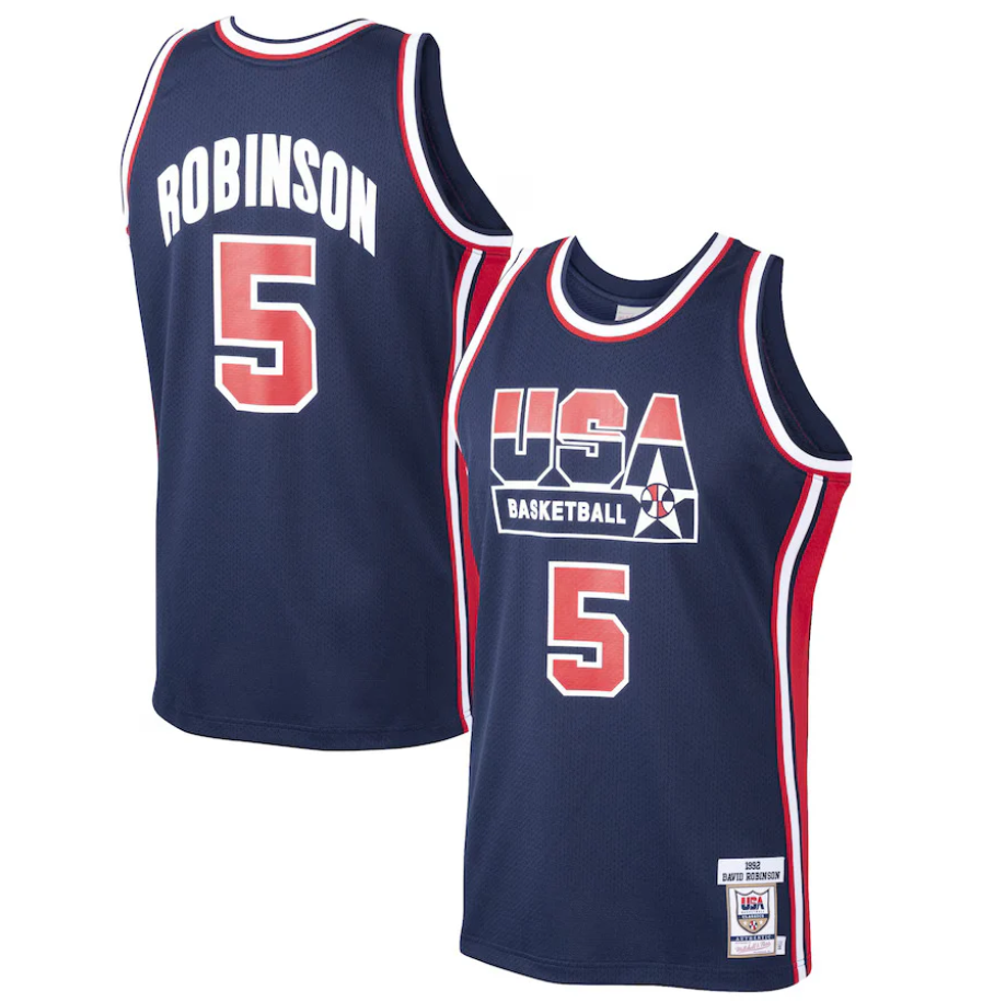 Camiseta de baloncesto retro personalizada de David Robinson #5 de la selección de baloncesto de EE. UU. de 1992, Dream Team, cosida, S-6XL