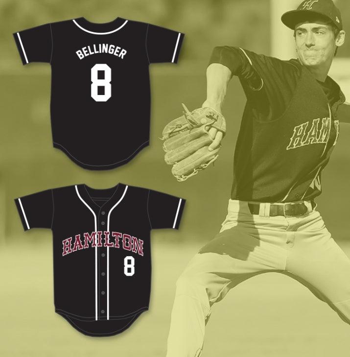 Camiseta de béisbol negra con nombre y número personalizados CODY BELLINGER 8 HAMILTON HIGH SCHOOL HUSKIES, 2 costuras, tallas S-6XL