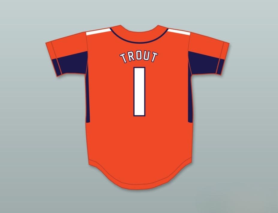 Personalizado Cualquier Nombre Número MIKE TROUT 1 ESCUELA SECUNDARIA THUNDERBOLTS CAMISETA DE BÉISBOL NARANJA 4 Costuras Superiores S-6XL