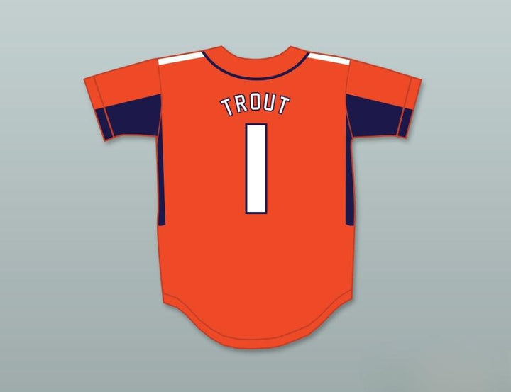 Personalizado Cualquier Nombre Número MIKE TROUT 1 ESCUELA SECUNDARIA THUNDERBOLTS CAMISETA DE BÉISBOL NARANJA 4 Costuras Superiores S-6XL