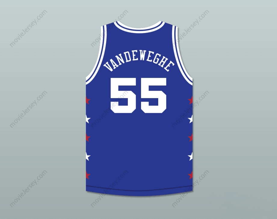 PERSONALIZA Cualquier Nombre Número KIKI VANDEWEGHE 55 MAGIC JOHNSON CAMISETA DE BALONCESTO AZUL ALL STAR GAME 1989 EVENTO BENÉFICO MIDSUMMER NIGHT'S MAGIC Parte superior cosida S-6XL