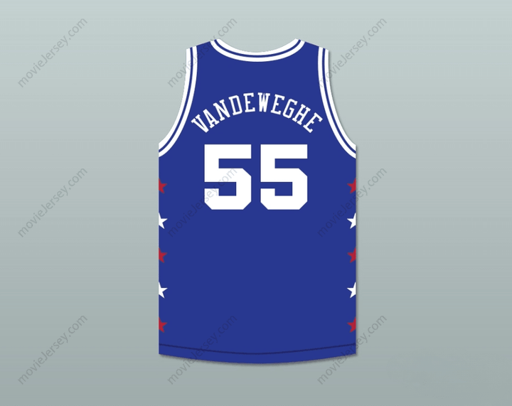 PERSONALIZA Cualquier Nombre Número KIKI VANDEWEGHE 55 MAGIC JOHNSON CAMISETA DE BALONCESTO AZUL ALL STAR GAME 1989 EVENTO BENÉFICO MIDSUMMER NIGHT'S MAGIC Parte superior cosida S-6XL
