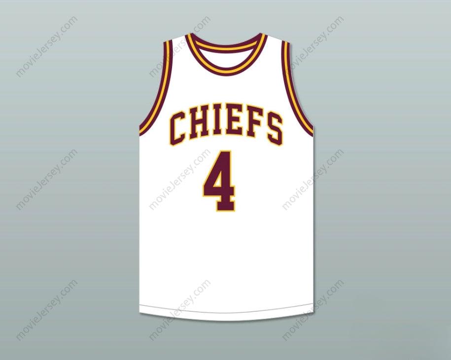 PERSONALIZA CUALQUIER Nombre Número JOE DUMARS 4 CAMISETA DE BALONCESTO BLANCA CHIEFS DE CENTRAL HIGH SCHOOL 1 Superior Cosido S-6XL
