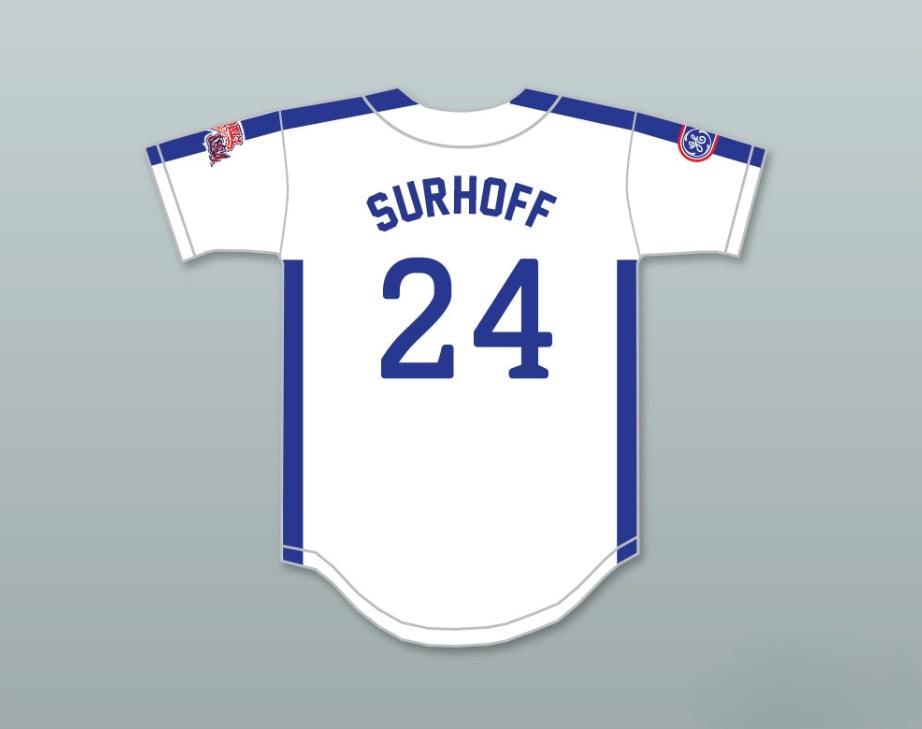Camiseta de béisbol con botones y costuras en la parte superior, de B.J. SURHOFF #24 del equipo de EE. UU. de 1984, personalizada con cualquier nombre y número, blanca, tallas S-6XL