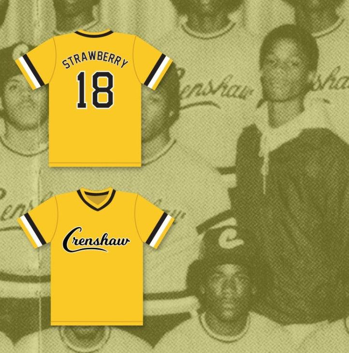 Camiseta de béisbol amarilla con número y nombre personalizados DARRYL STRAWBERRY 18 CRENSHAW HIGH SCHOOL COUGARS con costuras superiores S-6XL