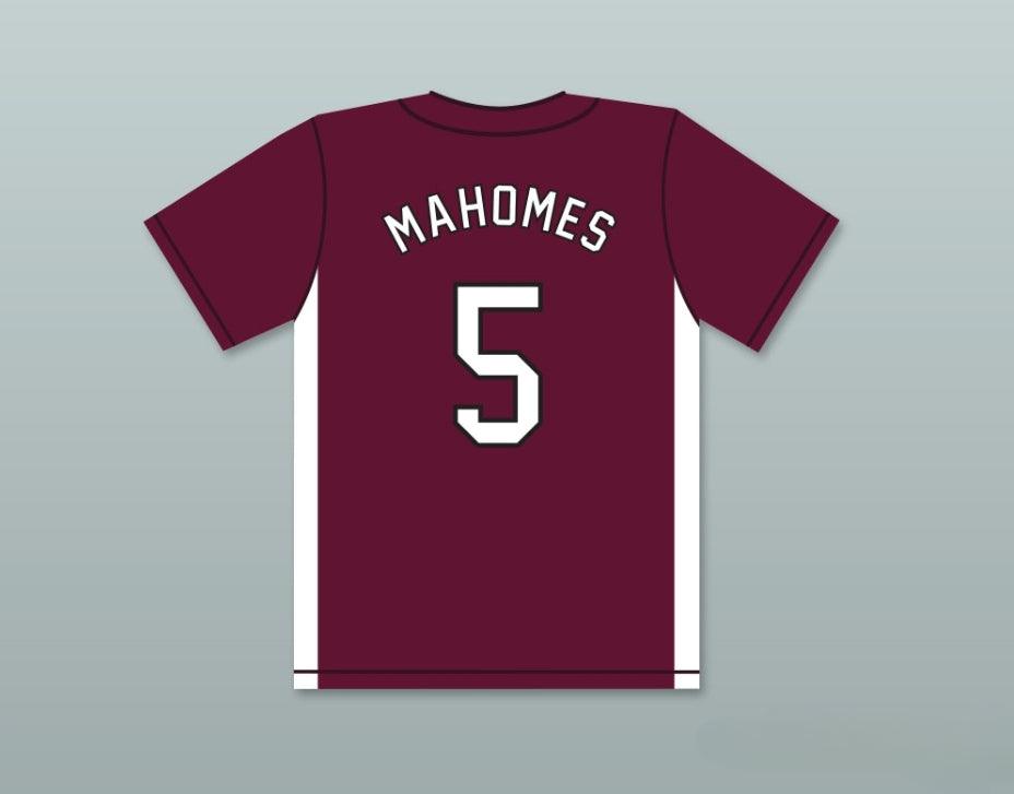 Camiseta de béisbol granate de los WILDCATS DE WHITEHOUSE HIGH SCHOOL de PATRICK MAHOMES 5, con cualquier nombre y número personalizados, 2 costuras, tallas S-6XL
