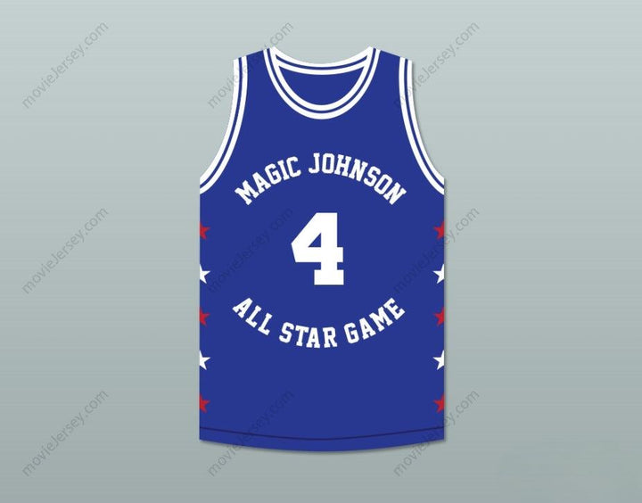 PERSONALIZA CUALQUIER Nombre Número SPUD WEBB 4 MAGIC JOHNSON CAMISETA DE BALONCESTO AZUL ALL STAR GAME 1989 EVENTO BENÉFICO MIDSUMMER NIGHT'S MAGIC Parte Superior Cosida S-6XL