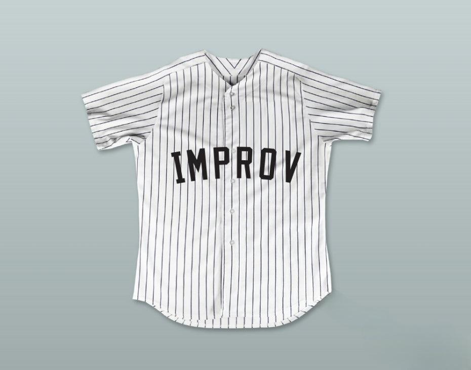 Custom Any Name Number JERRY SEINFELD 2 IMPROV WHITE PINSTRIPED BASEBALL JERSEY 'THE UNDERSTUDY' Top Stitched S-6XL