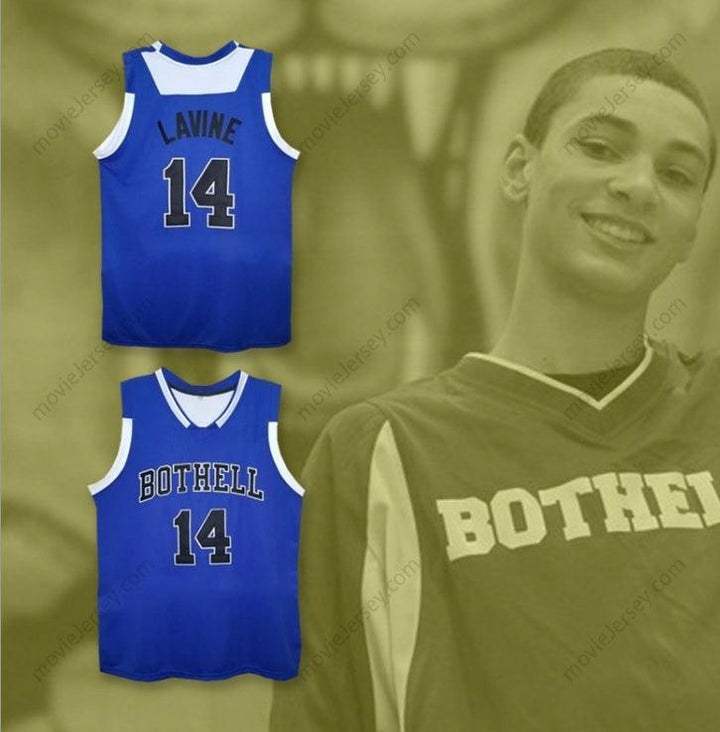 PERSONALIZADA CUALQUIER Nombre Número ZACH LAVINE 14 CAMISETA DE BALONCESTO AZUL COUGARS BOTHELL HIGH SCHOOL Parte Superior Cosida S-6XL