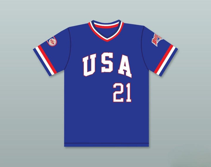 Personalizado Cualquier Nombre Número KEN CAMINITI 21 1984 USA TEAM AZUL CAMISETA DE BÉISBOL Cosida S-6XL