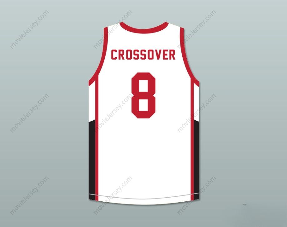 Camiseta de baloncesto blanca **PERSONALIZADA** con cualquier nombre y número, **CROSSOVER 8 ANKLE BREAKERS**, con costuras en tallas S-6XL