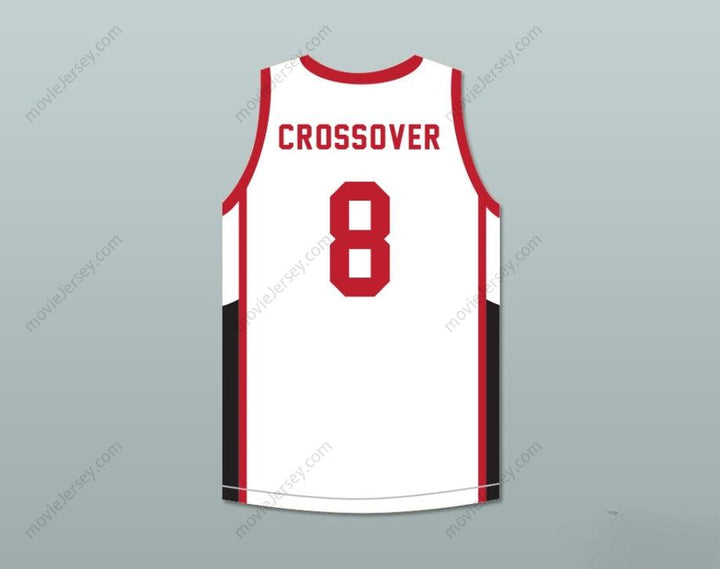 Camiseta de baloncesto blanca **PERSONALIZADA** con cualquier nombre y número, **CROSSOVER 8 ANKLE BREAKERS**, con costuras en tallas S-6XL