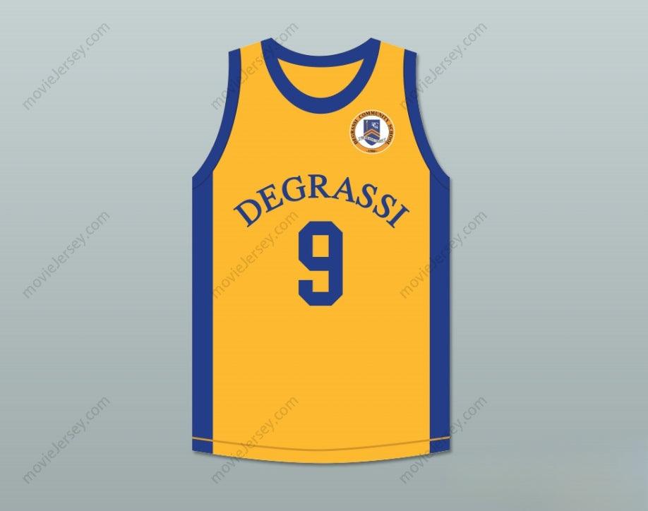 PERSONALIZADO Cualquier Nombre Número DRAKE 9 DEGRASSI COMMUNITY SCHOOL PANTHERS CAMISETA DE BALONCESTO VISITANTE CON PARCHE Cosido Tallas S-6XL