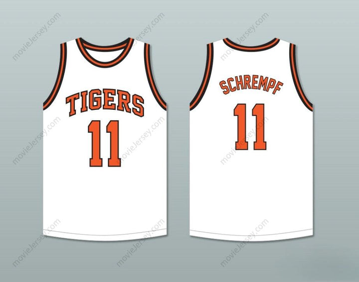 CUSTOM ANY Name Number DETLEF SCHREMPF 11  HIGH SCHOOL TIGERS WHITE BASKETBALL JERSEY 2 Top Stitched S-6XL