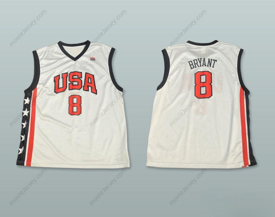 PERSONALIZA Cualquier Nombre Número KOBE BRYANT 8 EQUIPO USA BLANCO CAMISETA BALONCESTO Cosido S-6XL