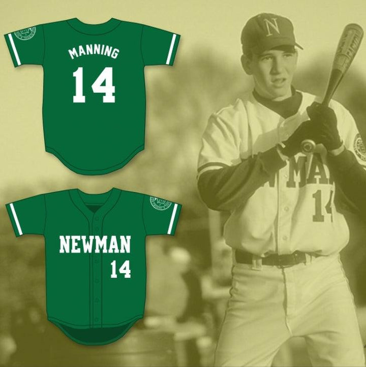 Personalizada Cualquier Nombre Número ELI MANNING 14 ESCUELA SECUNDARIA ISIDORE NEWMAN Camiseta de Béisbol Verde con Costuras Talla S-6XL