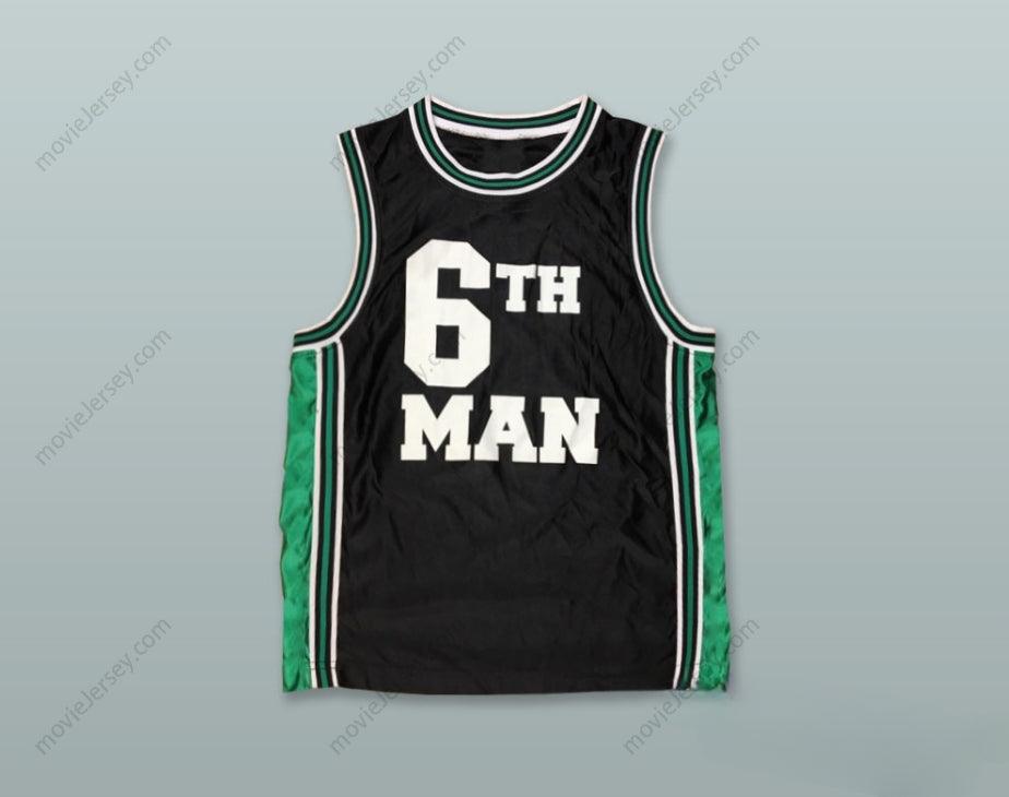 CAMISETA DE BALONCESTO NEGRA "6TH MAN" CON NOMBRE Y NÚMERO PERSONALIZABLES, Cosecha, Tallas S-6XL