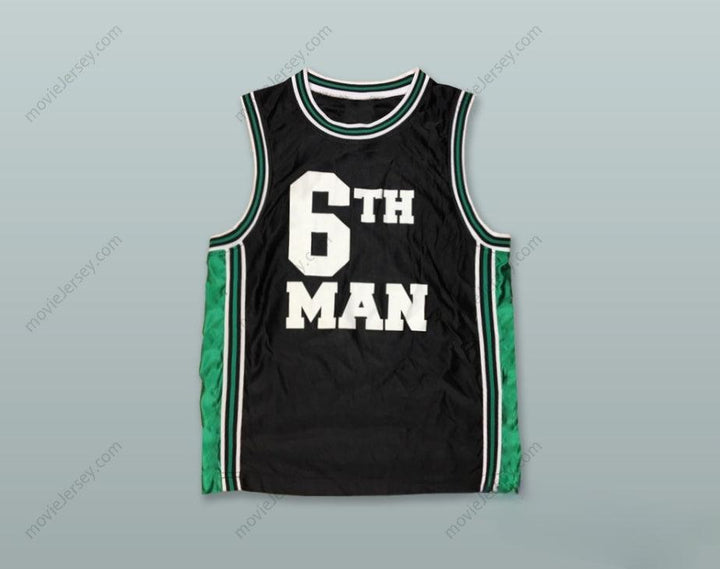 CAMISETA DE BALONCESTO NEGRA "6TH MAN" CON NOMBRE Y NÚMERO PERSONALIZABLES, Cosecha, Tallas S-6XL