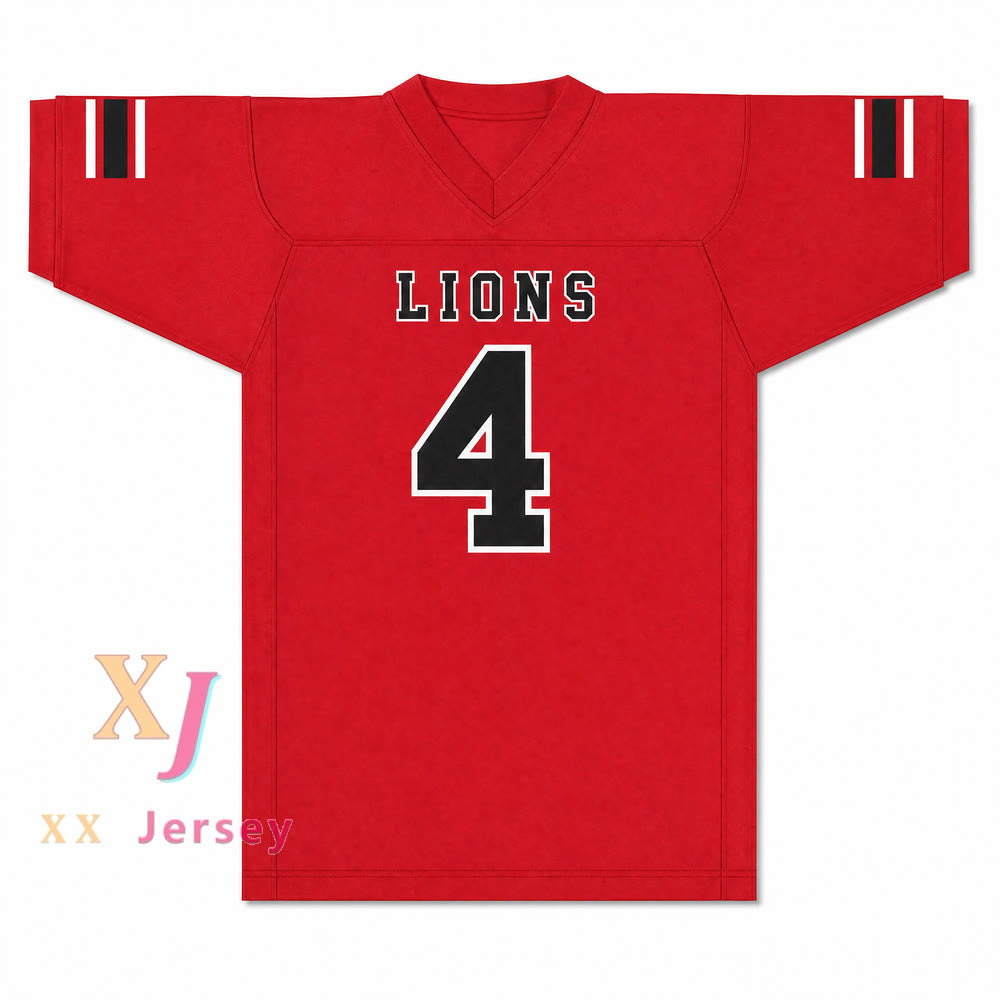 Wyatt Roberts 4 EMCC Lions Alternate Football Jersey — red front view