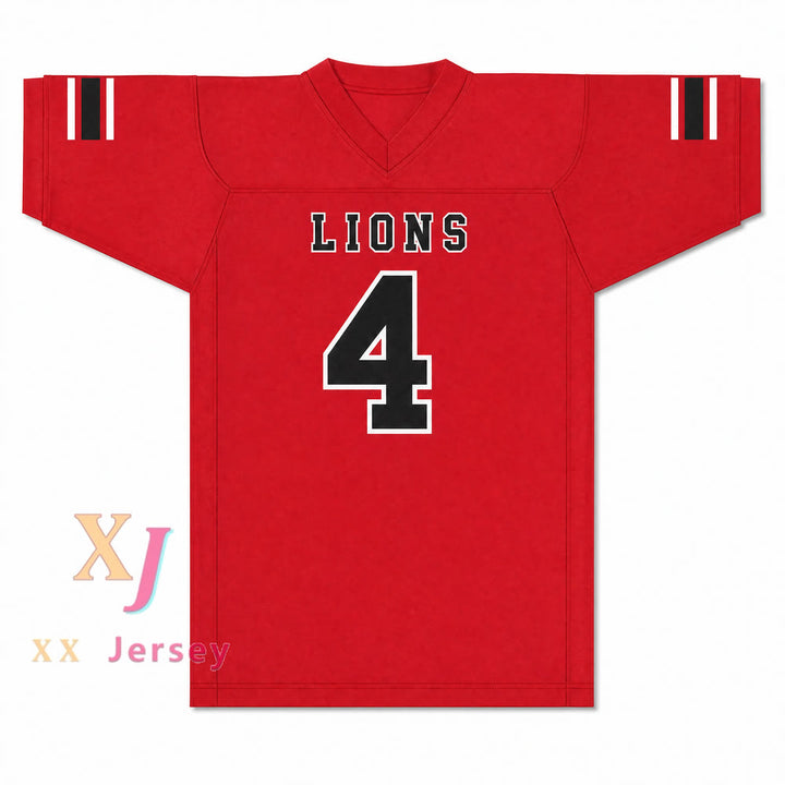 Wyatt Roberts 4 EMCC Lions Alternate Football Jersey — red front view