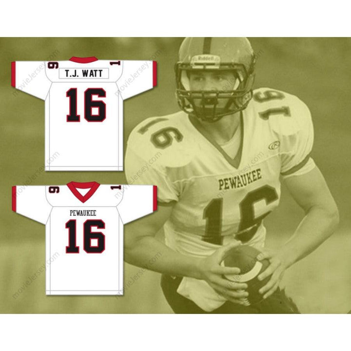 PERSONALIZADA Cualquier Nombre Número TJ WATT 16 Camiseta de Fútbol PIRATES de la Escuela Secundaria PEWAUKEE, Costuras Superiores Tallas S-6XL