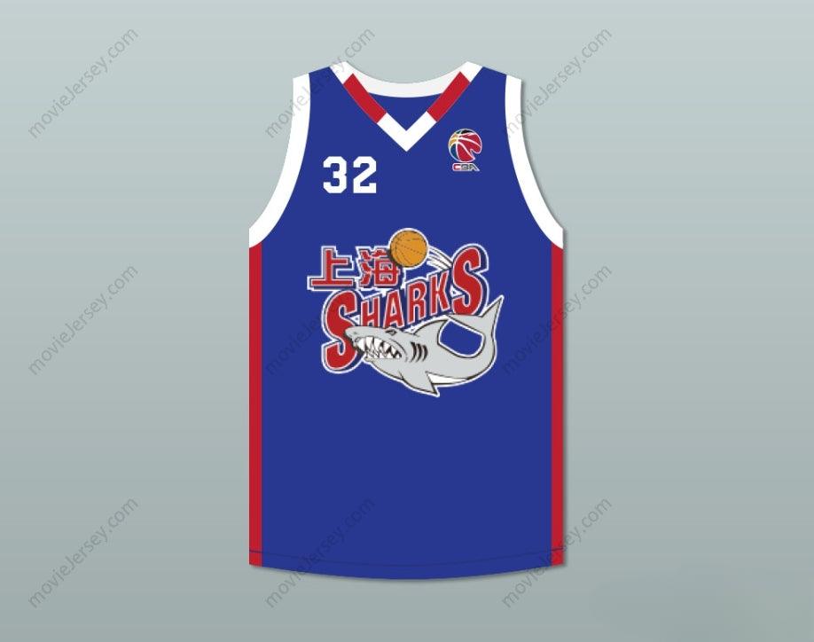 PERSONALIZA Cualquier Nombre Número JIMMER FREDETTE 32 SHANGHAI SHARKS ALTERNATE AZUL JERSEY DE BALONCESTO CON PARCHE CBA Cosido S-6XL