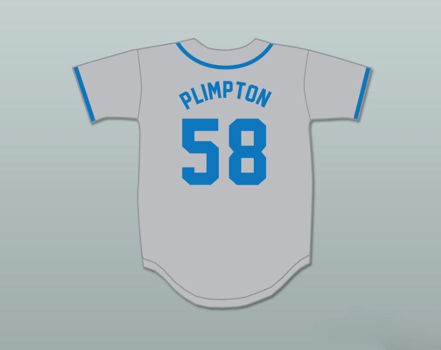 Camiseta de béisbol gris GEORGE PLIMPTON 58 EXHIBITION GAME personalizada con cualquier nombre y número, talla S-6XL, costuras vistas