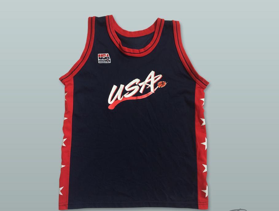 PERSONALIZADA Cualquier Nombre Número 1996 SELECCIÓN DE EE. UU. AZUL OSCURO BALONCESTO JERSEY JUGADOR Y NÚMERO PERSONALIZADO Costura Superior S-6XL