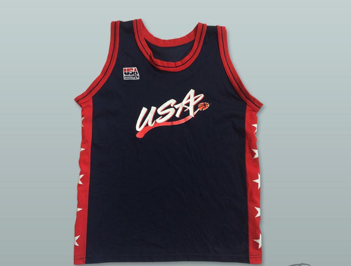 PERSONALIZADA Cualquier Nombre Número 1996 SELECCIÓN DE EE. UU. AZUL OSCURO BALONCESTO JERSEY JUGADOR Y NÚMERO PERSONALIZADO Costura Superior S-6XL