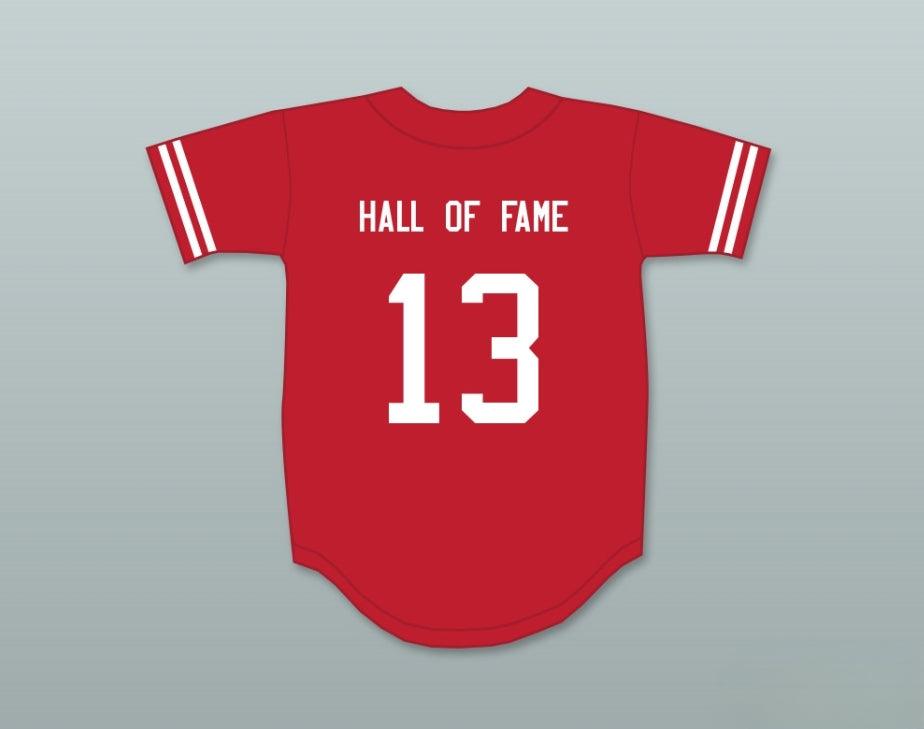 Camiseta de béisbol personalizada con cualquier nombre y número HALL OF FAME 13 ROJO, con costuras, tallas S-6XL
