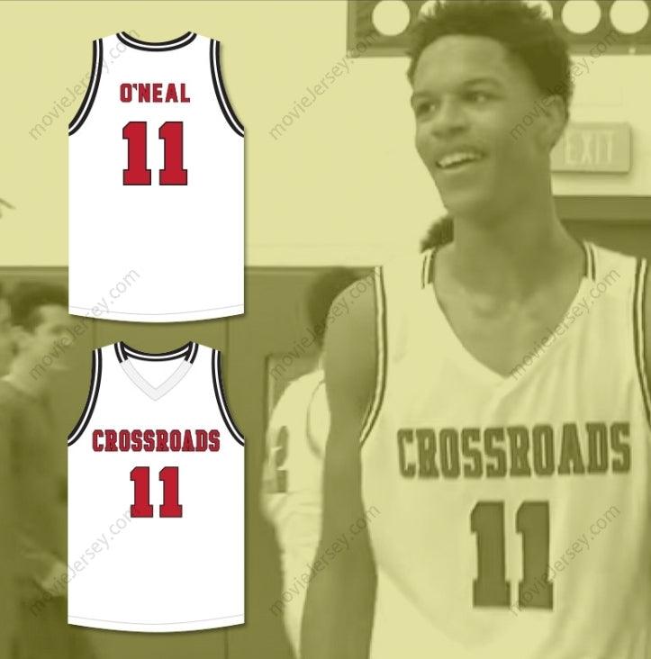 CAMISETA DE BALONCESTO BLANCA ROADRUNNERS DE SHAREEF O'NEAL #11 DE LA ESCUELA CROSSROADS PERSONALIZABLE CON CUALQUIER NOMBRE Y NÚMERO, 2 costuras superiores, Tallas S-6XL