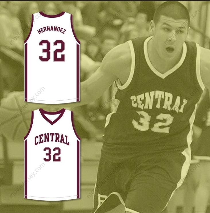 PERSONALIZA CUALQUIER Nombre Número AARON HERNANDEZ 32 CAMISETA DE BALONCESTO BLANCA DE LOS BRISTOL CENTRAL RAMS ASESINO POR DENTRO: LA MENTE DE AARON HERNANDEZ Cosida en la parte superior S-6XL