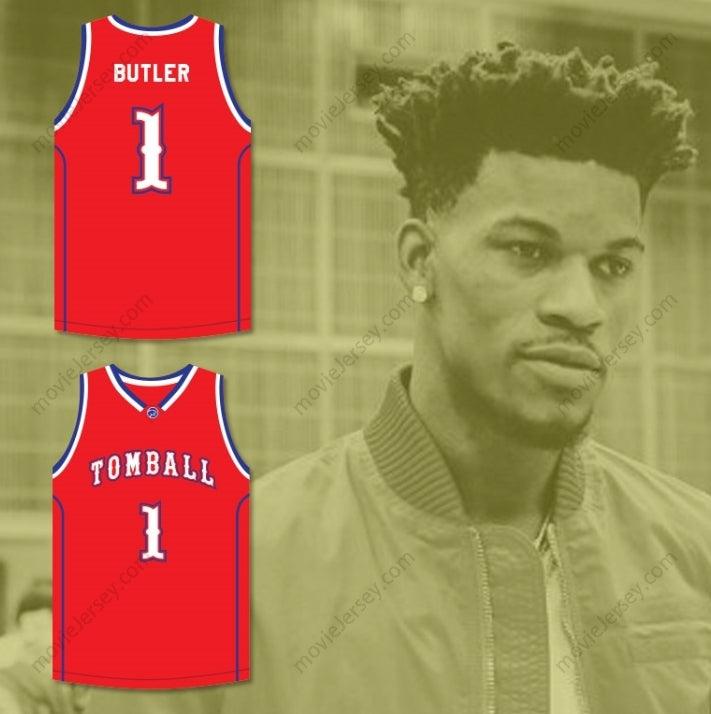 PERSONALIZADO Cualquier Nombre Número JIMMY BUTLER 1 COUGARS DE SECUNDARIA ROJO CAMISETA DE BALONCESTO Cosido S-6XL