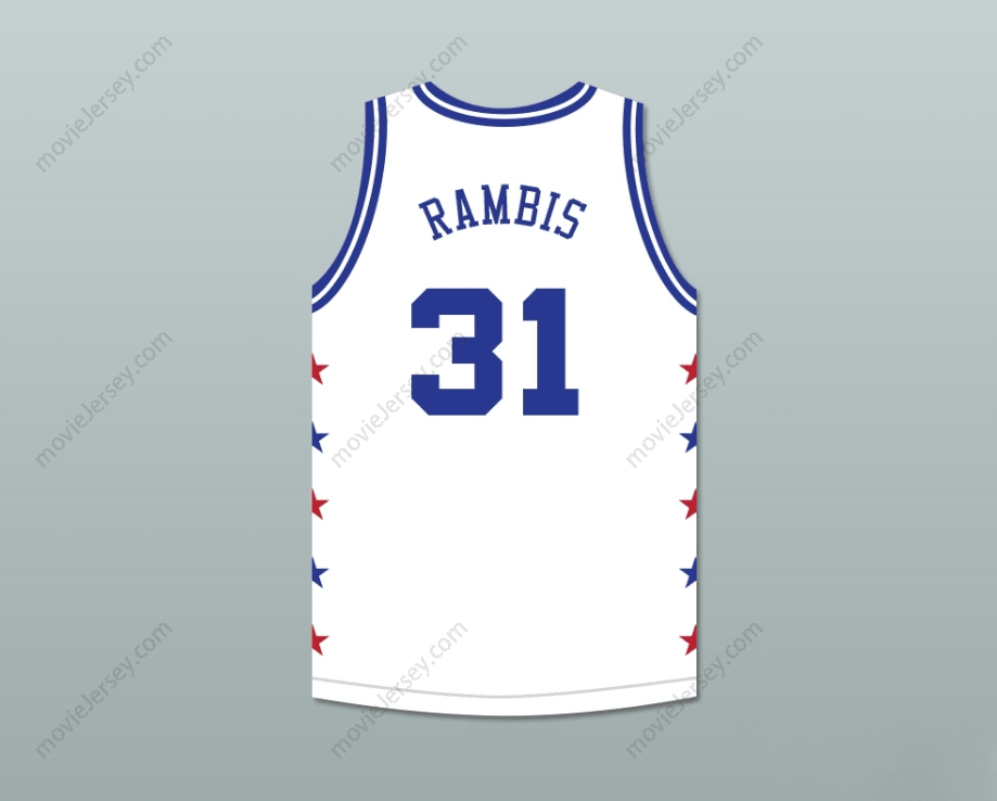 CAMISETA DE BALONCESTO BLANCA CUALQUIER Nombre Número KURT RAMBIS 31 MAGIC JOHNSON ALL STAR GAME 1989 EVENTO BENÉFICO MIDSUMMER NIGHT'S MAGIC Tallas S-6XL Bordada