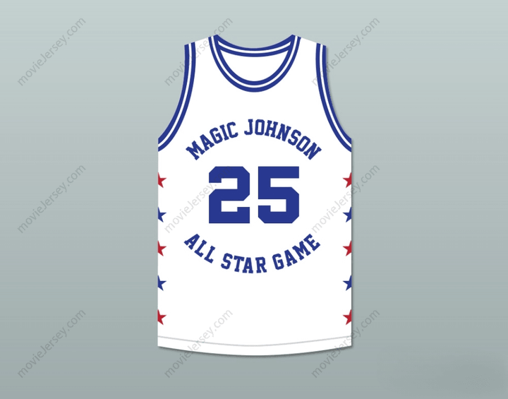 CUSTOM ANY Name Number JEROME KERSEY 25 MAGIC JOHNSON ALL STAR GAME WHITE BASKETBALL JERSEY 1989 MIDSUMMER NIGHT'S MAGIC CHARITY EVENT Top Stitched S-6XL