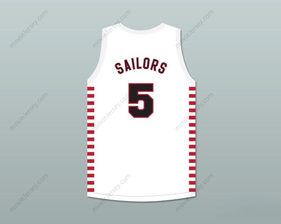 PERSONALIZADO Cualquier Nombre Número KENNY SAILORS 5 PROVIDENCE STEAMROLLERS JERSEY DE BALONCESTO BLANCO CON PARCHE 1 Cosido Superior S-6XL