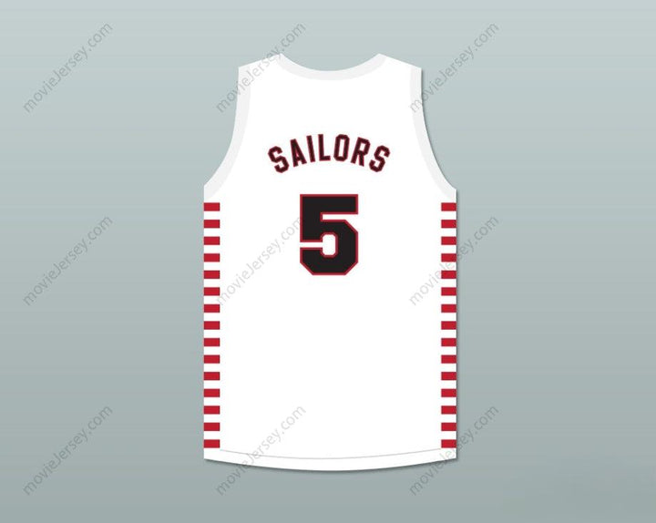 PERSONALIZADO Cualquier Nombre Número KENNY SAILORS 5 PROVIDENCE STEAMROLLERS JERSEY DE BALONCESTO BLANCO CON PARCHE 1 Cosido Superior S-6XL