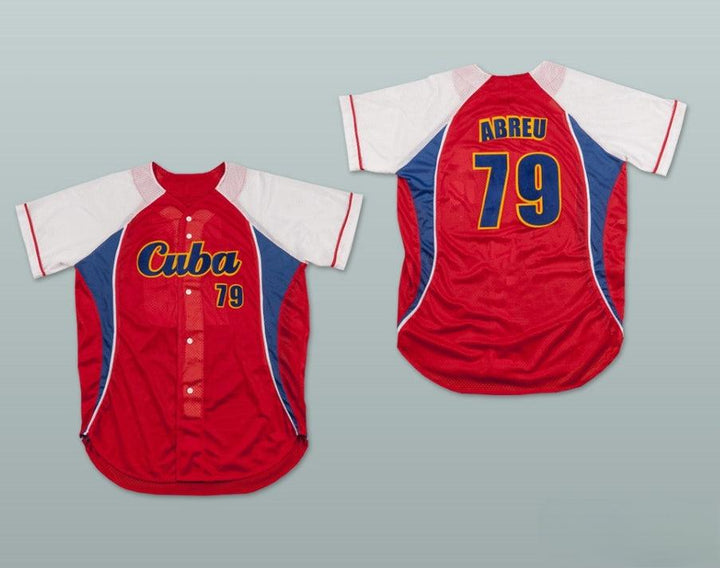 Camiseta de béisbol roja con nombre y número personalizados (JOSE ABREU 79 CUBA), cosida, tallas S-6XL