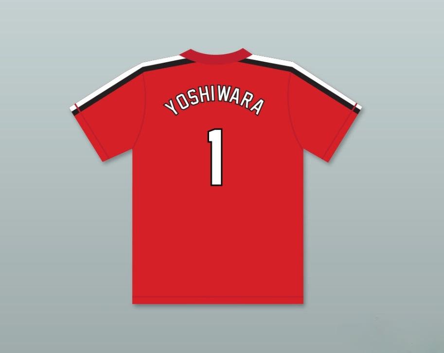 Camiseta de béisbol ROJA JON YOSHIWARA número 1 con nombre personalizado LOS BASTARDOS APALEADOS DEL BÉISBOL Costuras superiores S-6XL